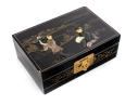 Chinese Black Lacquer Jewelry Box With Hardstone Figures