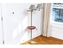 Quality Brass Twin Light Floor Lamp With Shelf