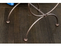 Pair Of Custom Upholstered Iron Neoclassical Style Stools