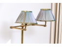 Quality Brass Twin Light Floor Lamp With Shelf