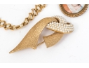 Collection Of Fashion And Limoge Brooches, Necklace And Two Jewelry Boxes