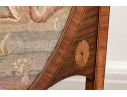 Antique Needlepoint Upholstered Fire Screen With Satinwood Stand