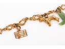 14k Yellow Gold Fun Rope Motif Vintage Charm Bracelet, With 14k And 9k Assorted Charms