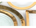 Annieglass, 9 Piece Lavish Gilt Trimmed Glass Serving Wares