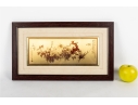 Framed Asian Etched Metal Artwork Of Chrysanthemums