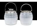 Two Antique Frosted Crystal And Silverplate Biscuit Jars