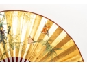 Pair Of Japanese Gilt Folding Fans On Stands