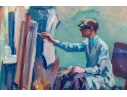 Oil On Board, Artist At Easel