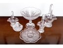 Collection Of Six Pressed Glass Table Pieces