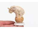 Herend Hungary Hand-painted Porcelain Circus Elephant On Ball, Butterscotch Fishnet Pattern