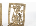 Pair Of Vintage Brass Dragon Motif Folding Bookends