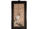 Pair Of Framed Asian Paintings On Silk Of Cranes