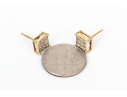 14k Yellow Gold Handsome Pair Of Princess Cut Diamond Cluster Earrings, App. 0.54 TCW
