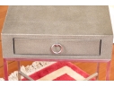 Restoration Hardware Faux Shagreen And Chrome End Table