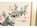 Framed Asian Watercolor Painting Of Birds And Blossoms