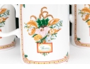 Gucci Vintage Set Of Six Bone China Christmas Themed Mugs, Boxed