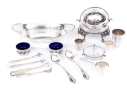Silver Plate, Crystal And Cobalt Glass Serving Wares
