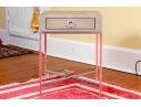 Restoration Hardware Faux Shagreen And Chrome End Table