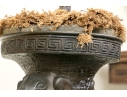 Pair Of Bronze Twin Handled Vases With Topiaries