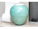 Studio Pottery Celadon Crackle Ceramic Jar