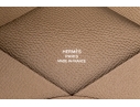Hermes Taupe Leather Calvi Card Holder, With Box
