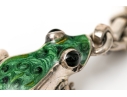 Tiffany & Co. Sterling Silver Whimsical Green Enamel Frog Key Chain, With Felt