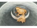 Large Quality Decorative Glass Bowl With Raised And Gilt Finished Koi Fish