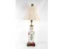 Chinese Famille Rose Porcelain Lamp On Wooden Base