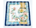 Valentino Striking Vintage Blue And Pastel Toned Shadow Striped Silk Scarf
