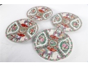 Set Of Four Chinese Rose Medallion Porcelain Plates
