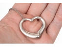 Tiffany & Co. Sterling Elsa Peretti Large Open Heart Pendant, With Chain
