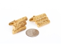 14k Yellow Gold Vintage Brutalist Motif Lozenge Shaped Lever Back Cufflinks