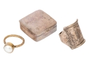 Collection Of Three Sterling Silver Pieces, Including Two Rings And A Pill Box