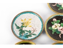 Set Of Seven Cloisonné Enamel Floral Dishes