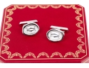 Cartier Sterling Silver Promotional Wax Seal Logo Motif Cufflinks, With Box 