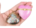 Two Gorgeous French Limoges Enameled Heart Form Pill Boxes
