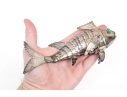 Vintage Sterling Silver Articulating Fish With Green Glass Eyes