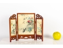 Miniature Chinese Hand-Painted Silk Folding Table Screen