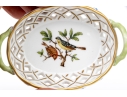 Herend Hungary Hand-Painted Porcelain Openwork Basket - Rothschild Bird (RO) Pattern
