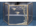 Fabulous Brass Framed Three Panel Fire Spark Screen