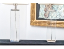Restoration Hardware Quality Pair Of Solid Crystal Table Lamps