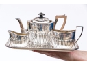 Fine Antique English Silveplate Three Piece Single Serve Tea Set