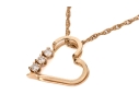 14k Yellow Gold Delicate White Sapphire Cluster Heart Pendant, With Chain