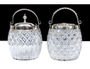 Two Antique Cut Glass And Silverplate Biscuit Jars