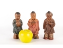 Set Of Three Hand-Carved Asian Wooden Figures