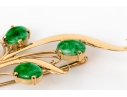 Yellow Gold Striking Vintage Nephrite Jade Spray Foliate Brooch
