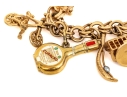 14k Yellow Gold Fabulous Vintage Travel Motif Charm Bracelet, With 14k, 10k And 9k Assorted Charms