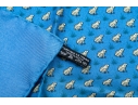 Hermès Fun Blue And Grey Frog Motif Silk Pocket Square/ Neck Scarf