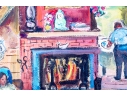 Signed Pastel On Paper, Family Home Interior