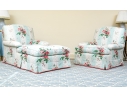 Pair Of Custom Upholstered Club Chairs And Ottoman